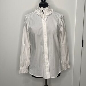 NWT JCrew white ruffle button down shirt NEW!!!!!